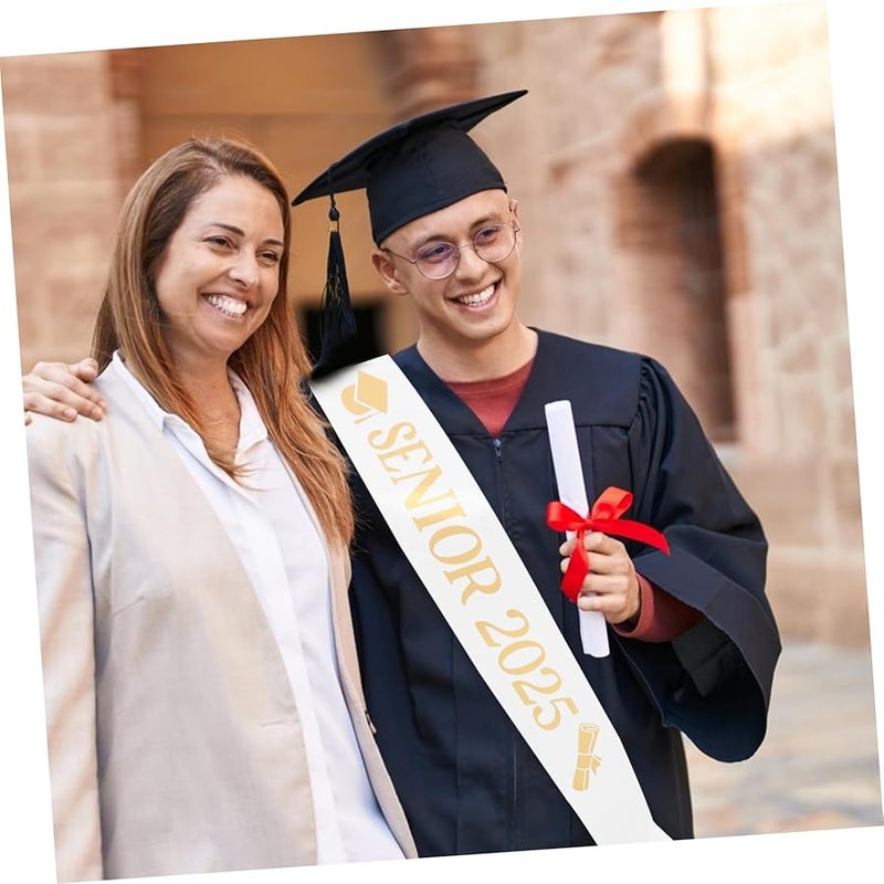 White Graduation Sash for Senior 2025 College and School Events Party Decorations - Image 4